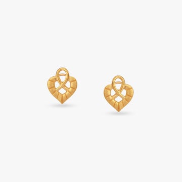 Heart Knot Gold Stud Earrings for Kids