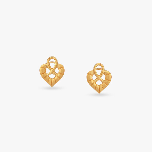 Heart Knot Gold Stud Earrings for Kids 