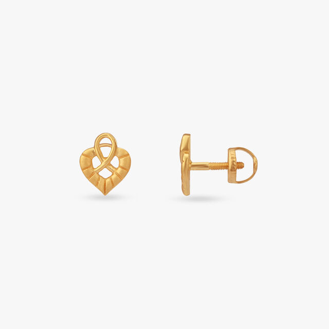 Heart Knot Gold Stud Earrings for Kids 2