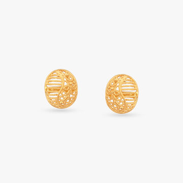 Sunshine Circle Gold Stud Earrings For Kids
