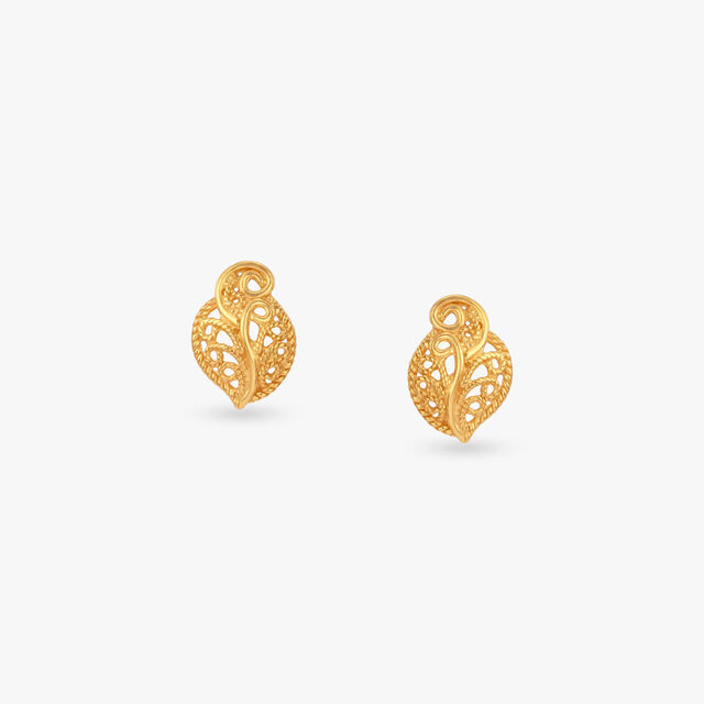 Little Swirl Gold Stud Earrings for Kids 