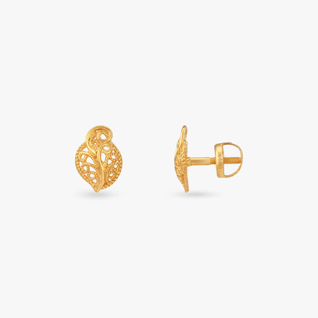 Little Swirl Gold Stud Earrings for Kids 2
