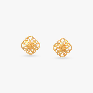 Little Bloom Gold Stud Earrings For Kids