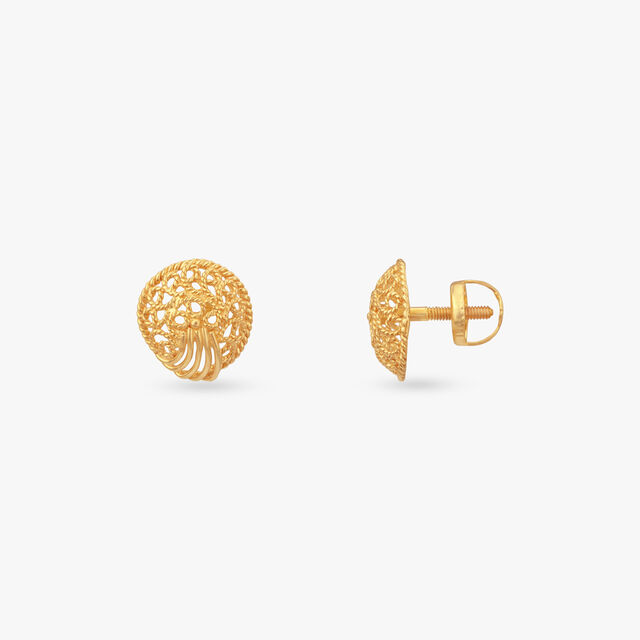 Sunbeam Swirl Gold Stud Earrings 2