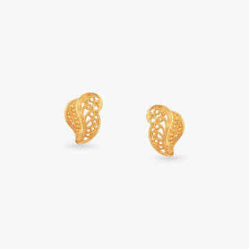 Curling Grace Gold Stud Earrings for Kids