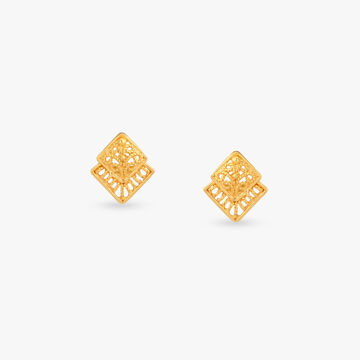 Twinkle Frame Gold Stud Earrings
