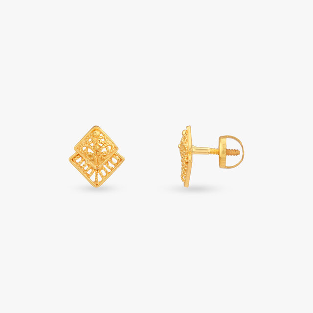Twinkle Frame Gold Stud Earrings 2