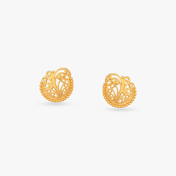 Whimsical Swirl Gold Stud Earrings For Kids