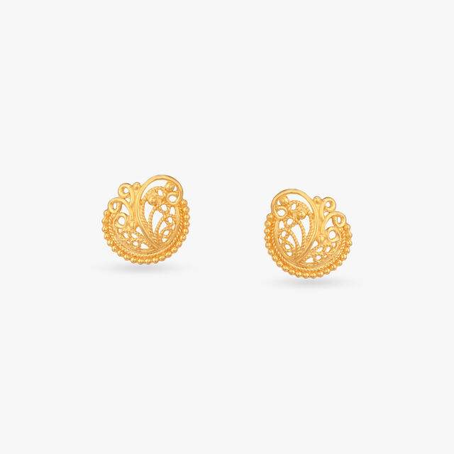 Whimsical Swirl Gold Stud Earrings For Kids 
