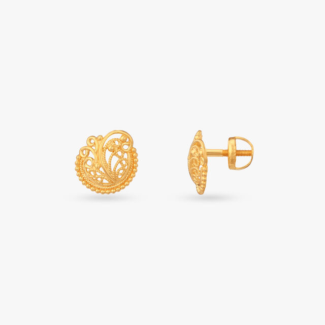 Whimsical Swirl Gold Stud Earrings For Kids 2