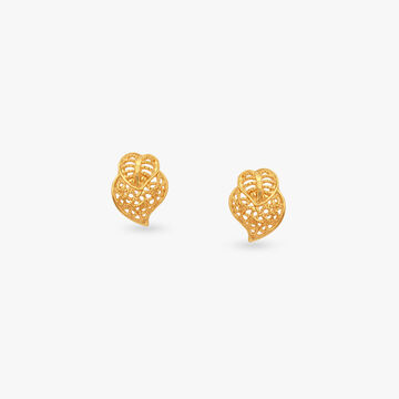 Little Leaf Gold Stud Earrings for Kids