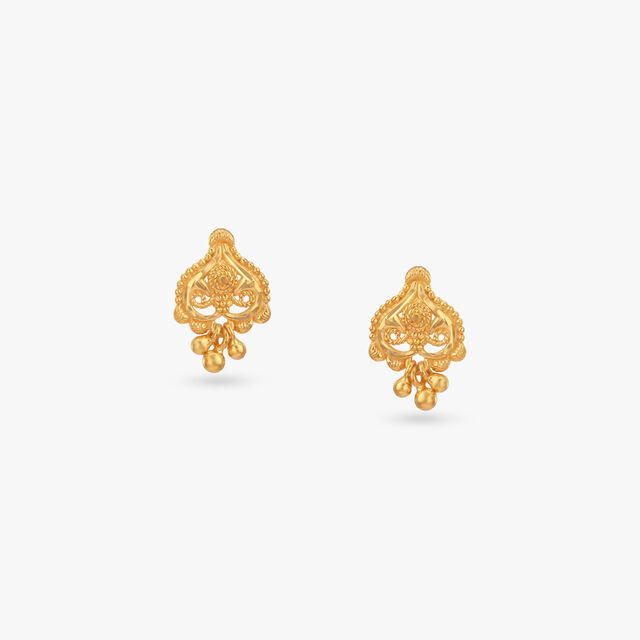 Twinkle Bead Gold Drop Earrings for Kids 