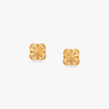 Little Clover Gold Stud Earrings for Kids