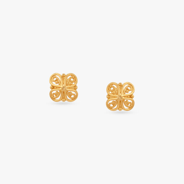Little Clover Gold Stud Earrings for Kids 