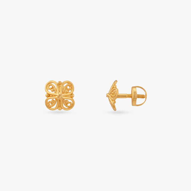 Little Clover Gold Stud Earrings for Kids 2