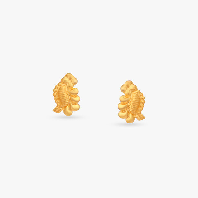 Elegant Petal Gold Stud Earrings 