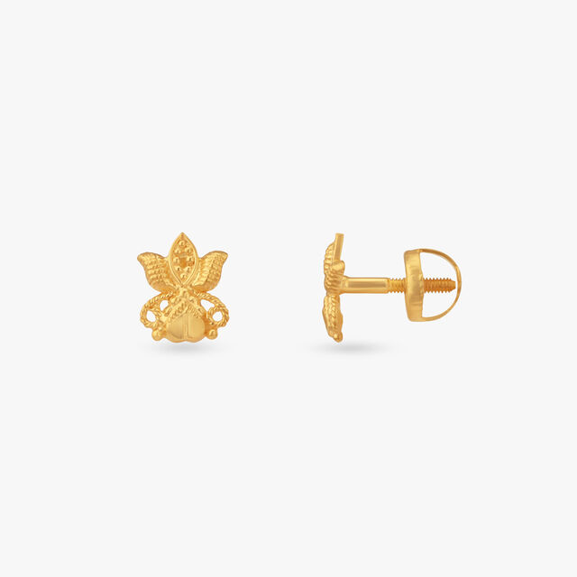 Little Lotus Gold Stud Earrings for Kids 2