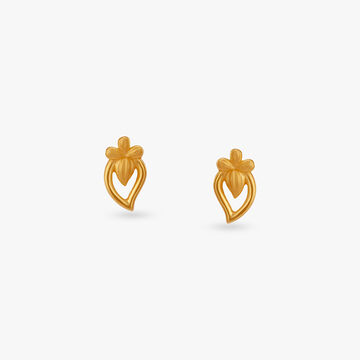 Petal Heart Gold Stud Earrings for Kids