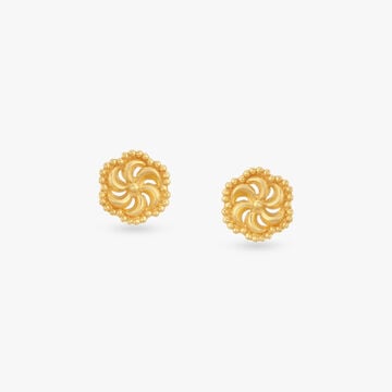 Swirl Bloom Gold Stud Earrings for Kids