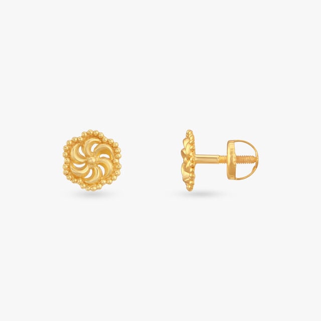 Swirl Bloom Gold Stud Earrings for Kids 2