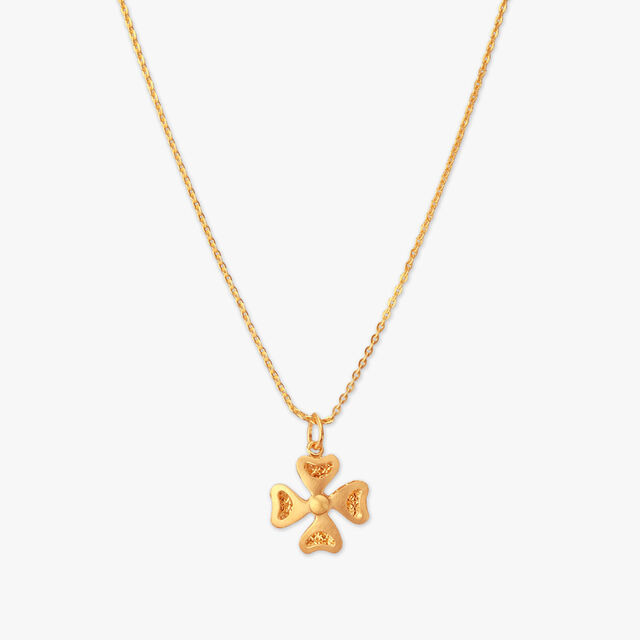 Heart Bloom Gold Pendant with Chain for Kids