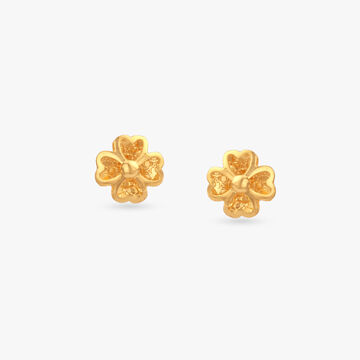 Heart Bloom Gold Stud Earrings for Kids