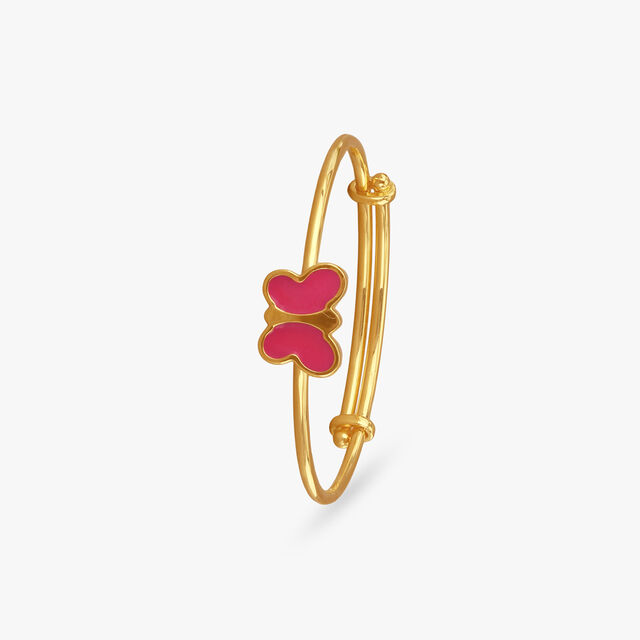Pink Flutter Gold Bangle for Kids 2