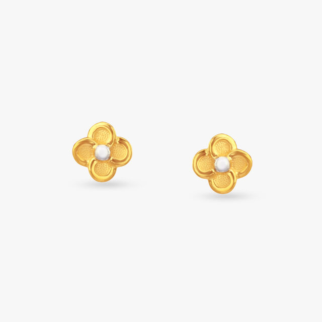 Sweet Blossom Gold Stud Earrings for Kids 