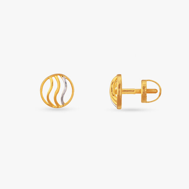 Happy Swirl Gold Stud Earrings for Kids