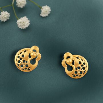 Petal Lace Gold Stud Earrings for Kids
