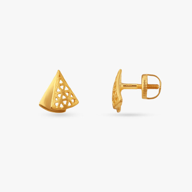 Tiny Triangle Gold Stud Earrings for Kids 2