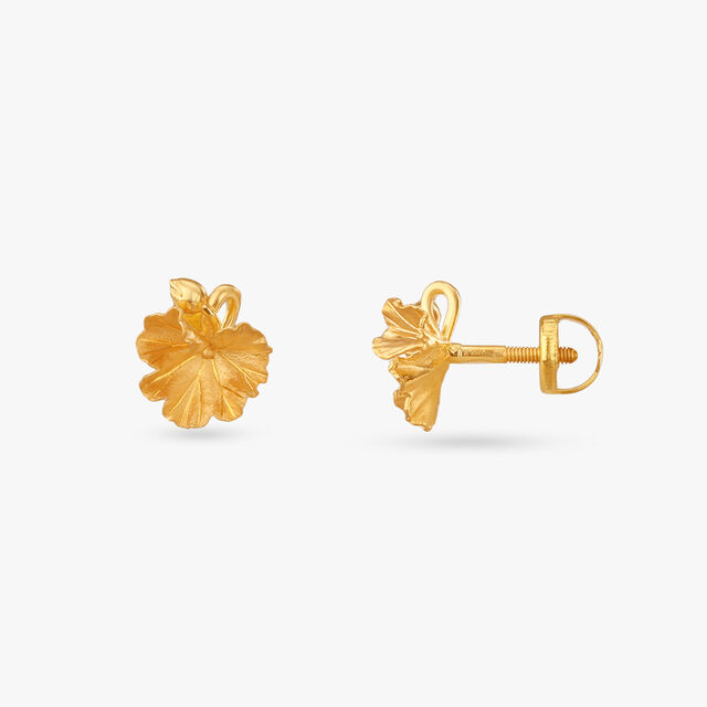 Delicate Leaf Gold Stud Earrings for Kids 2