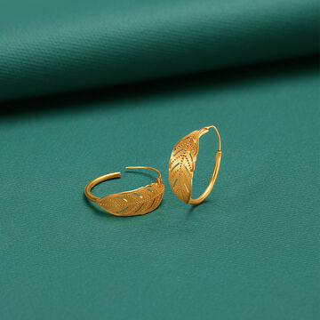 Contemporary Leafy Hoop Earrings