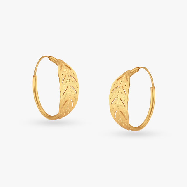 Contemporary Leafy Hoop Earrings 2