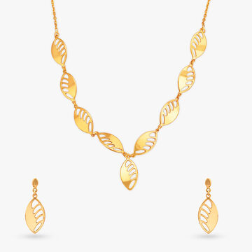 Modern Leaflet Gold Necklace Set