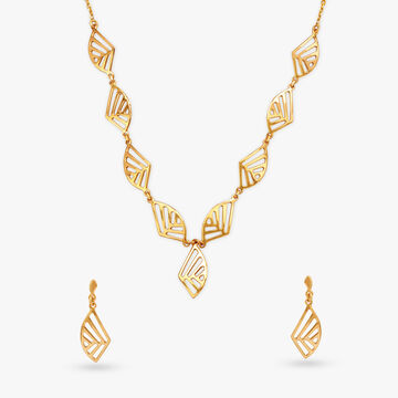 Geometric Gleam Gold Necklace Set