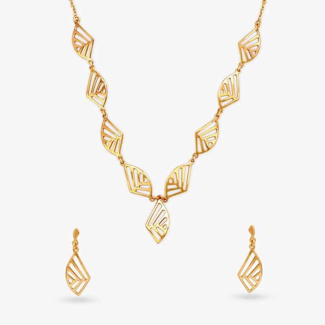 Geometric Gleam Gold Necklace Set 