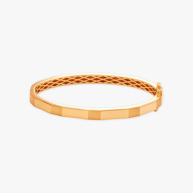 Modern Grid Gold Bangle 