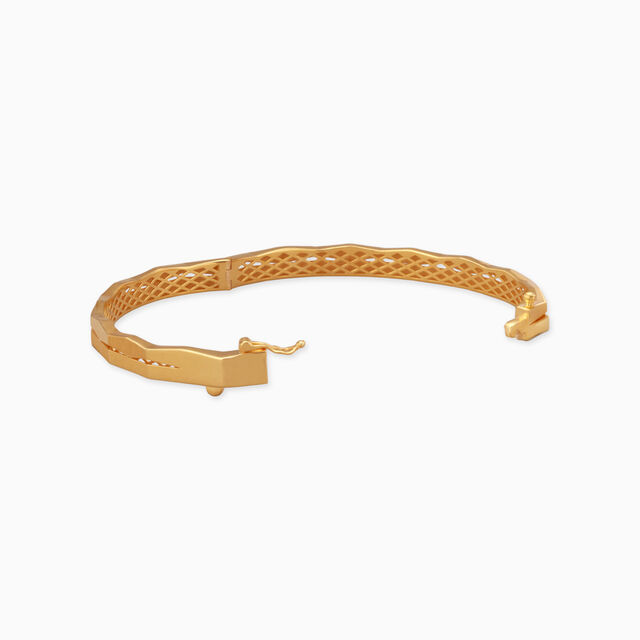 Wave Lattice Gold Bangle 2