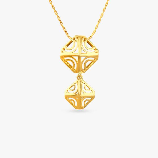 Sculpted Geometry Gold Pendant and Earrings Set 2