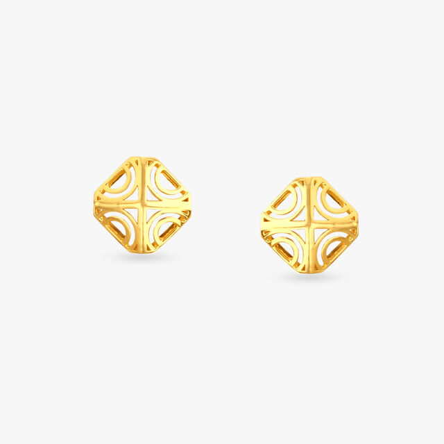Sculpted Geometry Gold Pendant and Earrings Set 4