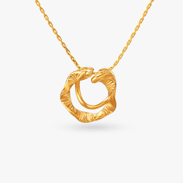 Abstract Ripple Gold Pendant