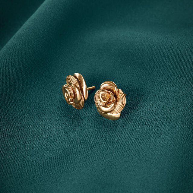 Floral Swirl Gold Stud Earrings