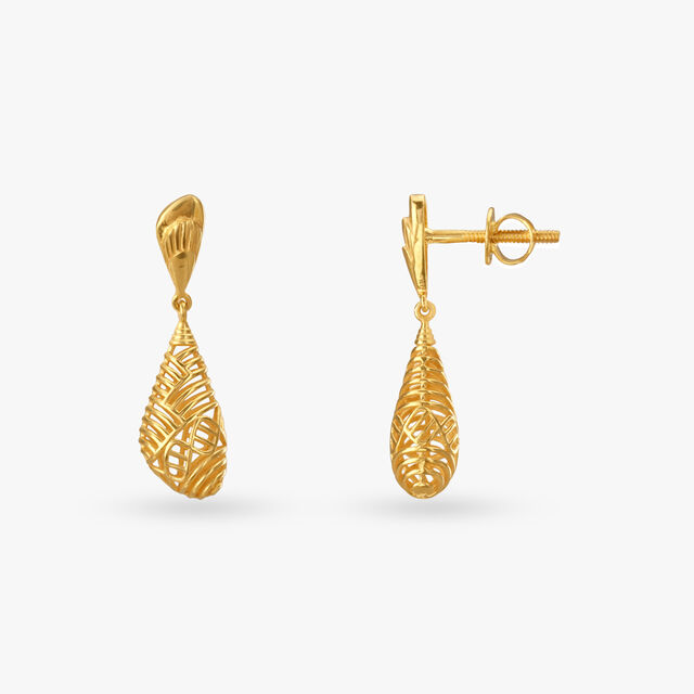 Whimsical Weave Gold Drop Earrings 2