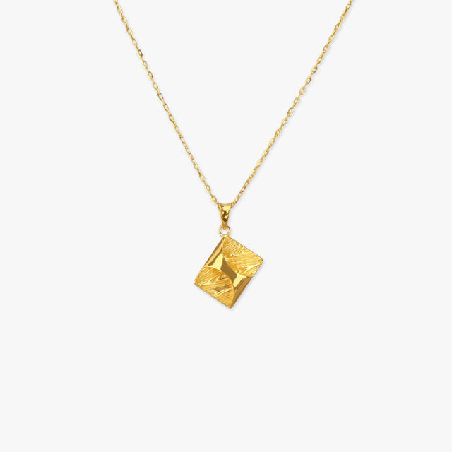 Angular Drift Gold Pendant with Chain