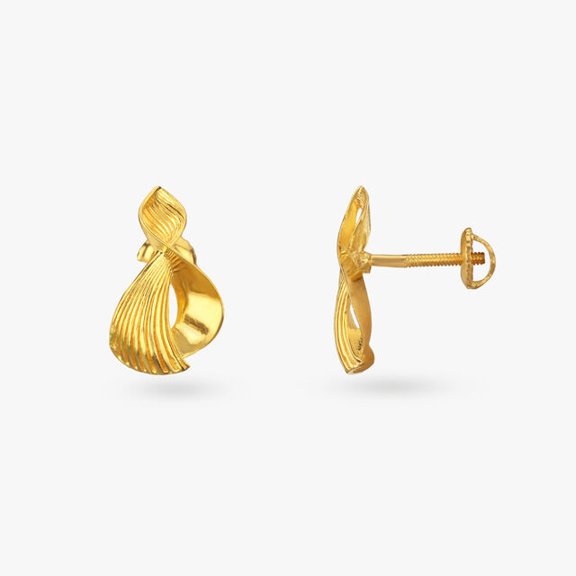 Rippling Flow Gold Stud Earrings 2