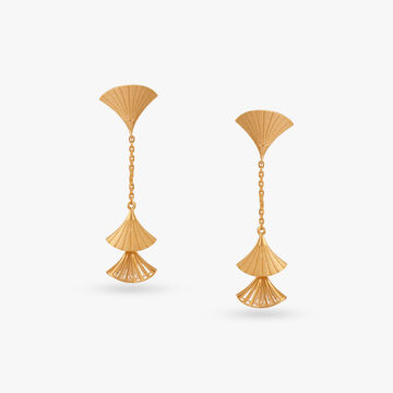 Geometric Fan Gold Drop Earrings