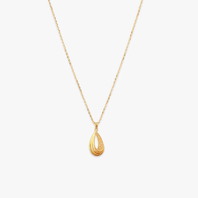 Layered Drop Gold Pendant with Chain