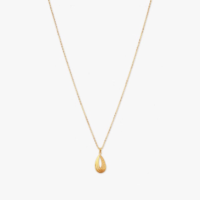 Layered Drop Gold Pendant with Chain