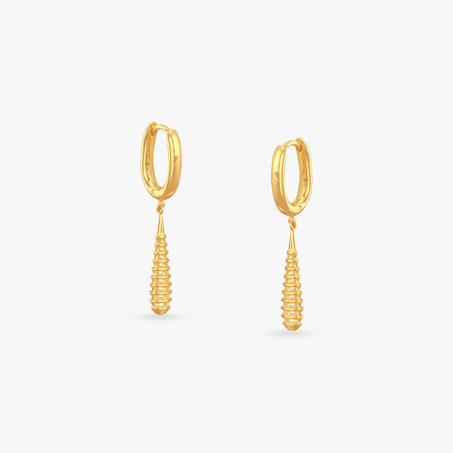 Sleek Teardrop Gold Hoop Earrings 